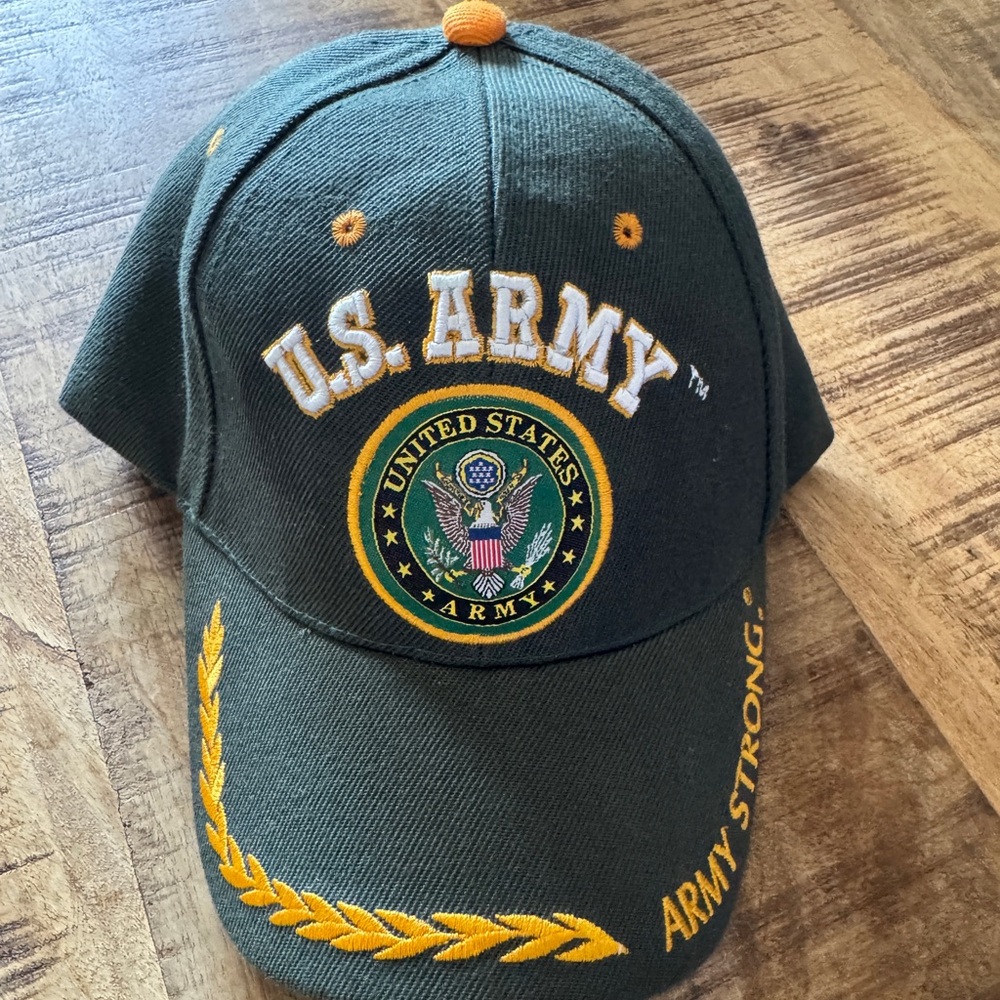 Vintage U.S. Army Green Cap with Yellow Embroidery